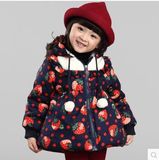 童装2014新款冬季女童棉衣外套冬装儿童草莓棉袄加厚加绒宝宝棉服