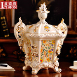 欧式陶瓷储物罐创意家居客厅纸抽盒茶几摆件复古家居首饰盒美式