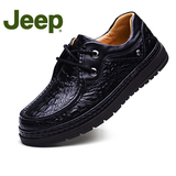 Jeep吉普男鞋真皮厚底大头鞋系带商务休闲皮鞋圆头低帮休闲鞋
