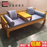新中式家具实木简约沙发床 现代中式三人位沙发仿古罗汉床罗汉榻
