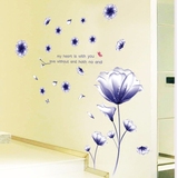 粉蓝花朵花瓣墙贴 浪漫温馨爱情卧室客厅沙发电视背景装饰墙贴纸