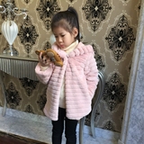 2015冬季新品童装女童韩版仿皮草带帽柔软毛毛外套粉色超美公主风