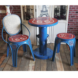 美式复古工业风铁艺餐桌椅酒吧咖啡厅桌椅户外阳台休闲酒吧椅凳子