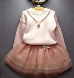 韩国品牌童装2015冬装女童加厚套头针织衫烫金面料保暖毛衣大童