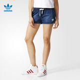 adidas 阿迪达斯 三叶草 女子 短裤 牛仔蓝 AJ7181