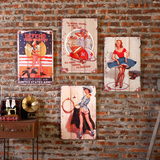 美式创意家居客厅墙上木板画壁挂咖啡厅酒吧墙面复古软装饰品壁饰