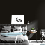 普纳黑色壁纸 现代简约亚光纯素色无纺布墙纸 客厅卧室床头背景墙