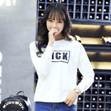 FX春季长袖女装宽松韩版短款新款纯色圆领打底上衣通勤学生T恤