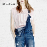 MO&Co.无袖字母背心纯棉圆领套头高街MA152VET35 moco