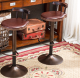 美式LOFT复古铁艺实木酒吧吧台桌椅组合高脚桌椅圆形吧桌吧凳