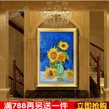 梵高五朵向日葵油画名画临摹纯手绘客厅餐厅沙发玄关装饰画有框画