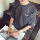 2016夏装新款短袖T恤亚麻休闲绣花中袖 男青少年五分袖潮韩版欧美