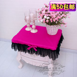 特价新款纯棉蕾丝 化妆凳子罩 玫红公主 床头柜罩 桌布 钢凳罩