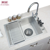 PULT 加厚台上盆水槽单槽 304不锈钢手工洗菜盆 可左右厨房洗碗池