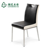 林氏木业简约 时尚餐椅 镂空设计靠背椅 软包皮艺五金餐厅椅子B21