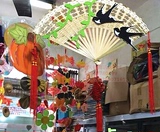 幼儿园走廊吊饰 中国风手工竹制装饰 个性工艺扇竹编扇子挂饰特价