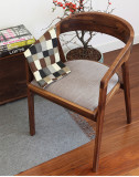 美式餐椅 布艺椅子 实木软包椅 扶手椅 实木餐椅 书桌椅 简约现代