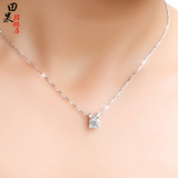 唯一S999纯银项链女日韩国锁骨链简约钻石吊坠配颈链子百搭首饰品