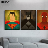 超级英雄装饰画 现代挂画儿童房墙壁画英雄背景组合男孩卧室挂画