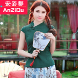 2016夏装中式服装唐装女上衣亚麻短袖复古改良汉服中国风棉麻女装