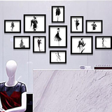 实木照片墙相框墙时尚艺术服装店相框创意组合黑白人物装饰画挂画