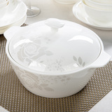 依众唐山骨瓷餐具 碗盘碗碟套装 家用中式碗筷鱼盘简约特价陶瓷器