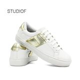 2016春季新款STUDIOF原单外贸白色女板鞋 真皮系带小白鞋休闲板鞋