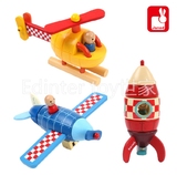 出口法国拆装飞机益智磁性组装木制宝宝玩具大号1-2-3-4-5岁儿童