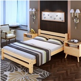 包邮 实木双人床 1.5米1.8米松木单人床儿童床简易床成人床1.2米
