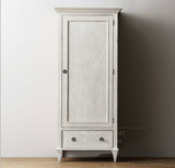 新款特价出口法式乡村实木单门衣柜白色做旧储物柜别墅样板房家具