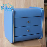 床头柜 简约现代时尚床头储物柜简易天蓝色皮床头柜 整装包邮