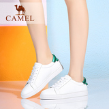 Camel/骆驼女鞋 2016春夏新款小白鞋 真皮圆头板鞋系带平跟单鞋