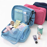 雨露 旅行防水化妆包手提包 韩国可爱整理袋护肤品带网格收纳袋