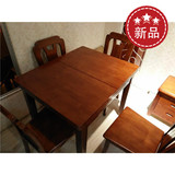 可伸缩餐台长方形折叠餐桌椅组合小户型原木实木拉伸饭桌一桌四椅