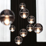 简约现代水晶玻璃球吊灯个性艺术餐厅灯创意LED流星雨吊灯