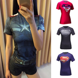 Under Armour安德玛UA紧身衣女超人蝙蝠侠健身运动T恤短袖紧身衣