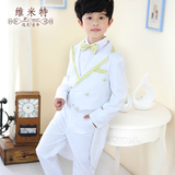 男童礼服套装纯白色金边燕尾服男孩花童钢琴节目表演出服西服西装