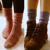 10双包邮秋冬女士堆堆袜子纯棉外贸复古加厚女袜保暖粗针织棉袜