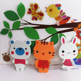 幼儿园泡沫小动物墙贴 可爱小白兔小猫小熊贴纸 儿童房装饰品