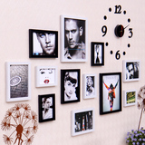 佰思特创意照片墙组合 相片墙 欧式小墙面相框墙12框+钟表 包邮