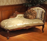 美式实木雕花贵妃榻欧式奢华布艺美人椅大小户型单人沙发躺椅定制