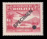 C-YP12玻利维亚1930凿孔留档航空样票飞机及的的湖上冒烟的轮船等
