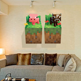 Minecraft 我的世界周边 墙贴最新版 粉猪小黑牛墙贴 环保墙贴