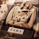 ZARA正品代购女装2014秋欧洲站新款韩版修身中长款卡其色风衣外套
