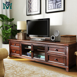 美式乡村实木电视柜简约美式家具 储物做旧 会所样板间家具定制