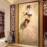 中式大型3D壁画墙纸电视背景墙壁纸客厅玄关敦煌飞天仙女佛教吊顶