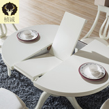 实木伸缩餐桌 折叠餐桌 餐桌椅组合 圆形饭桌 小户型圆桌吃饭桌子