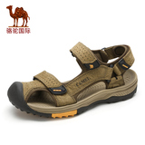 Camel骆驼男鞋2016夏季新款时尚休闲牛皮魔术贴沙滩凉鞋