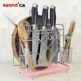 厨房用置地式不锈钢刀具收纳架 多功能筷子勺子整理架架筷子筒架