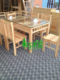 广州全实木松木餐桌 8人位 双层餐桌 长方形 可定制 玻璃餐桌
